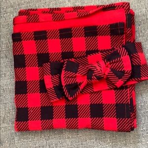 Plaid swaddle with bow